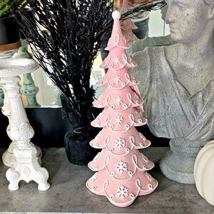 NEW! TALL 16" SUGARY GINGERBREAD TREE DECOR SHABBY CHIC
